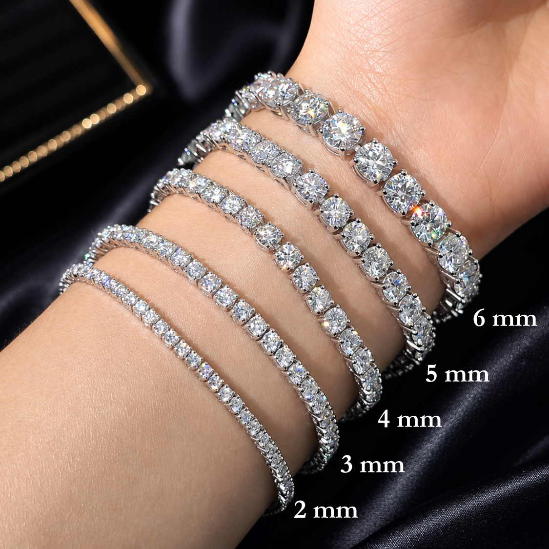 Pulsera Tenis 3 mm de Moissanita en Plata 925 con Certificado GRA