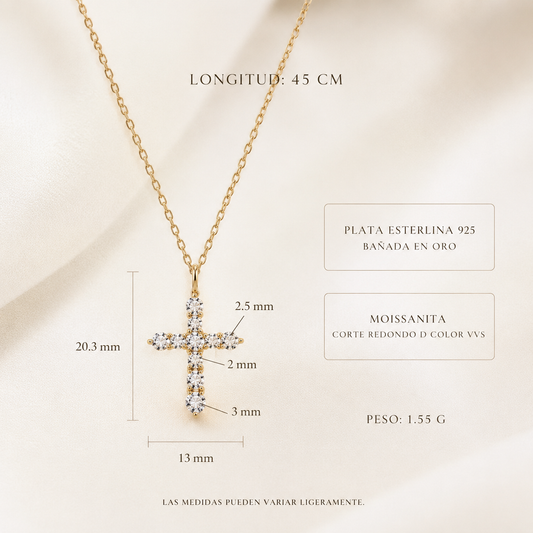 Pendiente Cruz de Moissanita en Plata 925