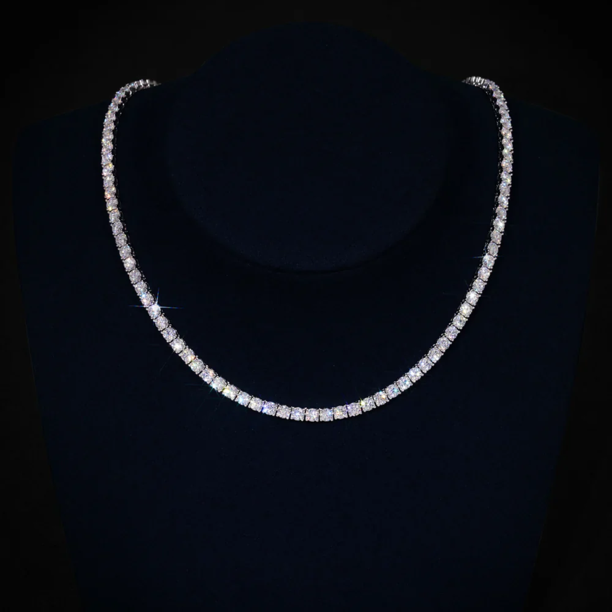 Collar Tenis 4 mm de Moissanita VVS Color D en Plata 925 con Certificado GRA