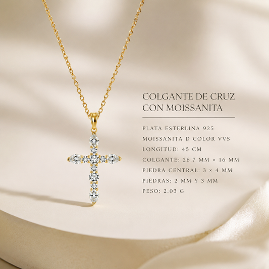 Colgante Croix Royale de Moissanita en Plata 925