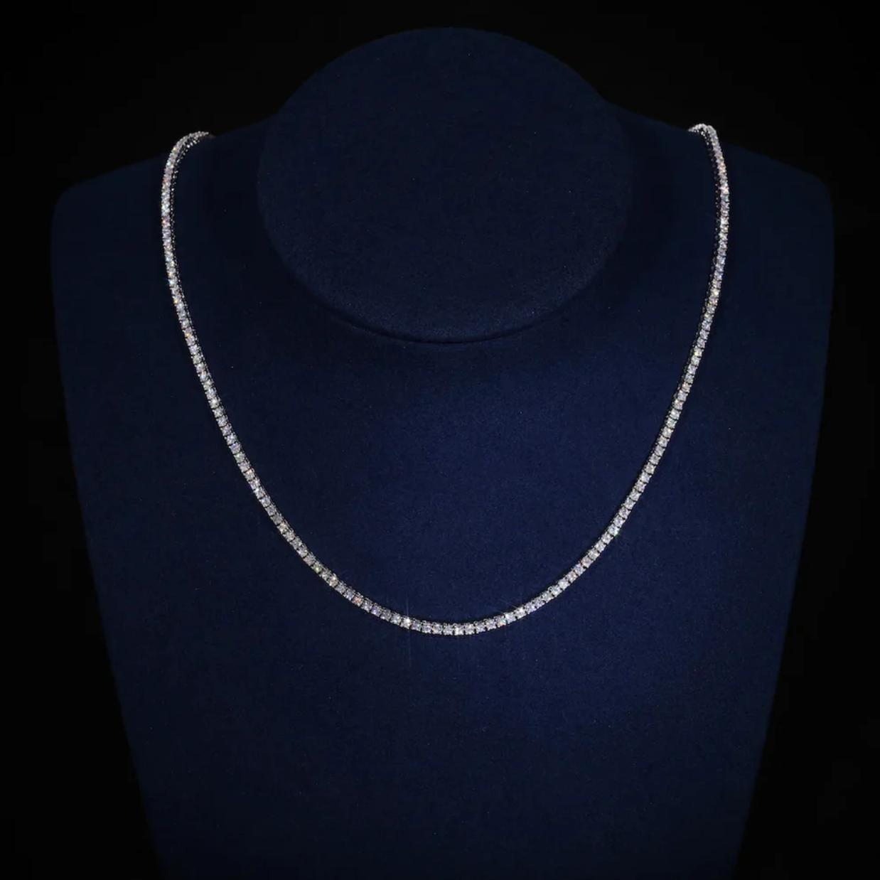 Collar Tenis 2 mm de Moissanita VVS Color D en Plata 925 con Certificado GRA