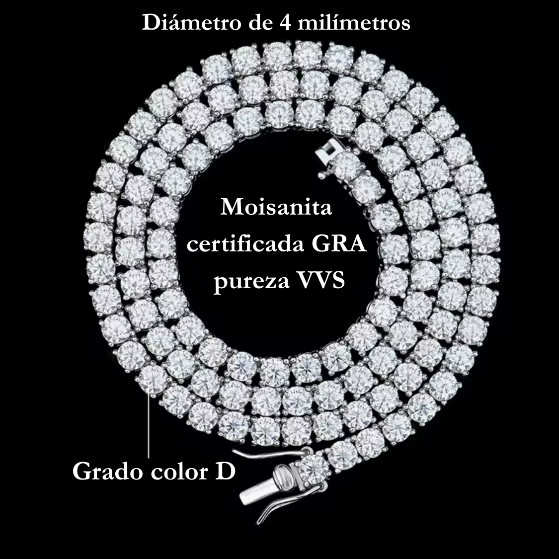Pulsera Tenis 4 mm de Moissanita en Plata 925 con Certificado GRA