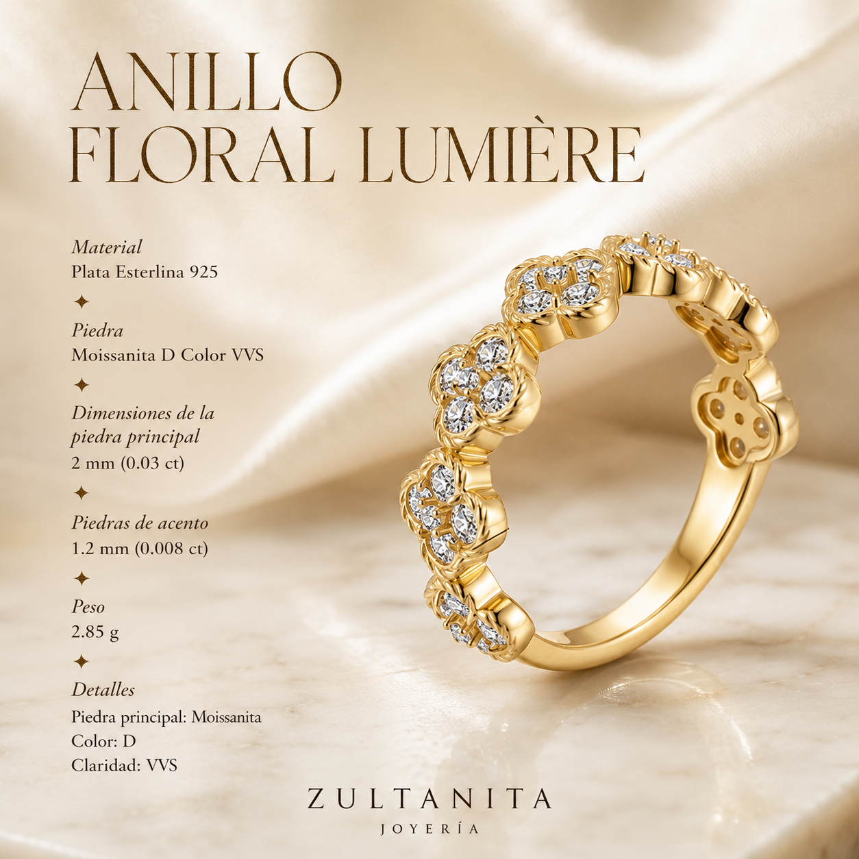 Anillo Jardin Impérial de Moissanita en Plata 925