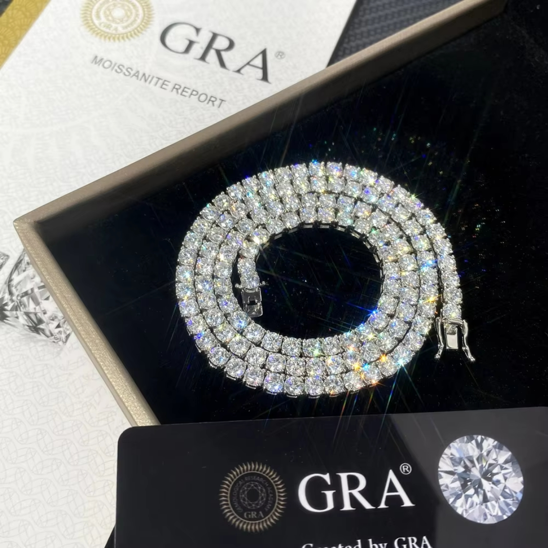 Pulsera Tenis 4 mm de Moissanita en Plata 925 con Certificado GRA