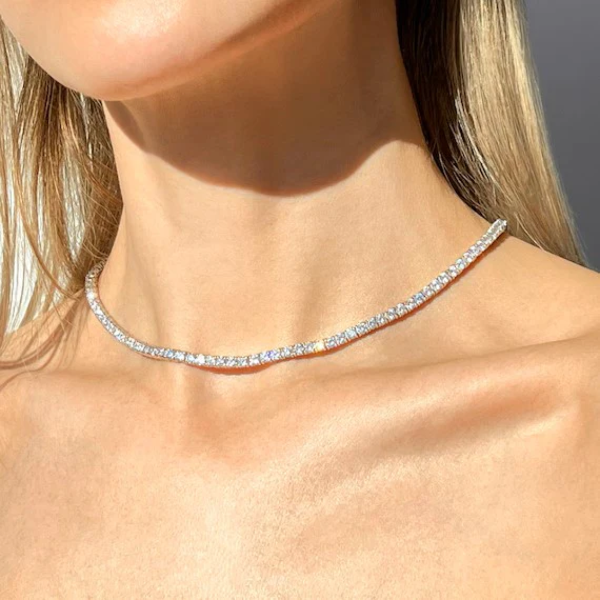 Collar Tenis 3 mm de Moissanita VVS Color D en Plata 925 con Certificado GRA