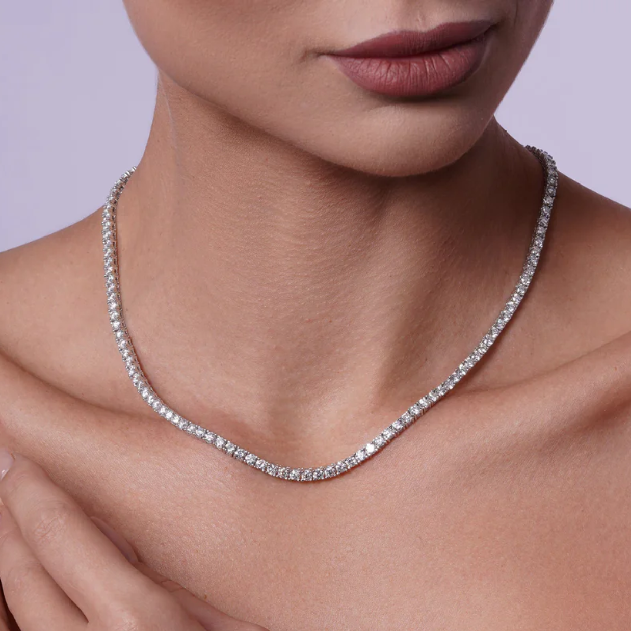 Collar Tenis 3 mm de Moissanita VVS Color D en Plata 925 con Certificado GRA