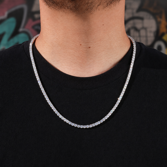 Collar Tenis 4 mm de Moissanita VVS Color D en Plata 925 con Certificado GRA