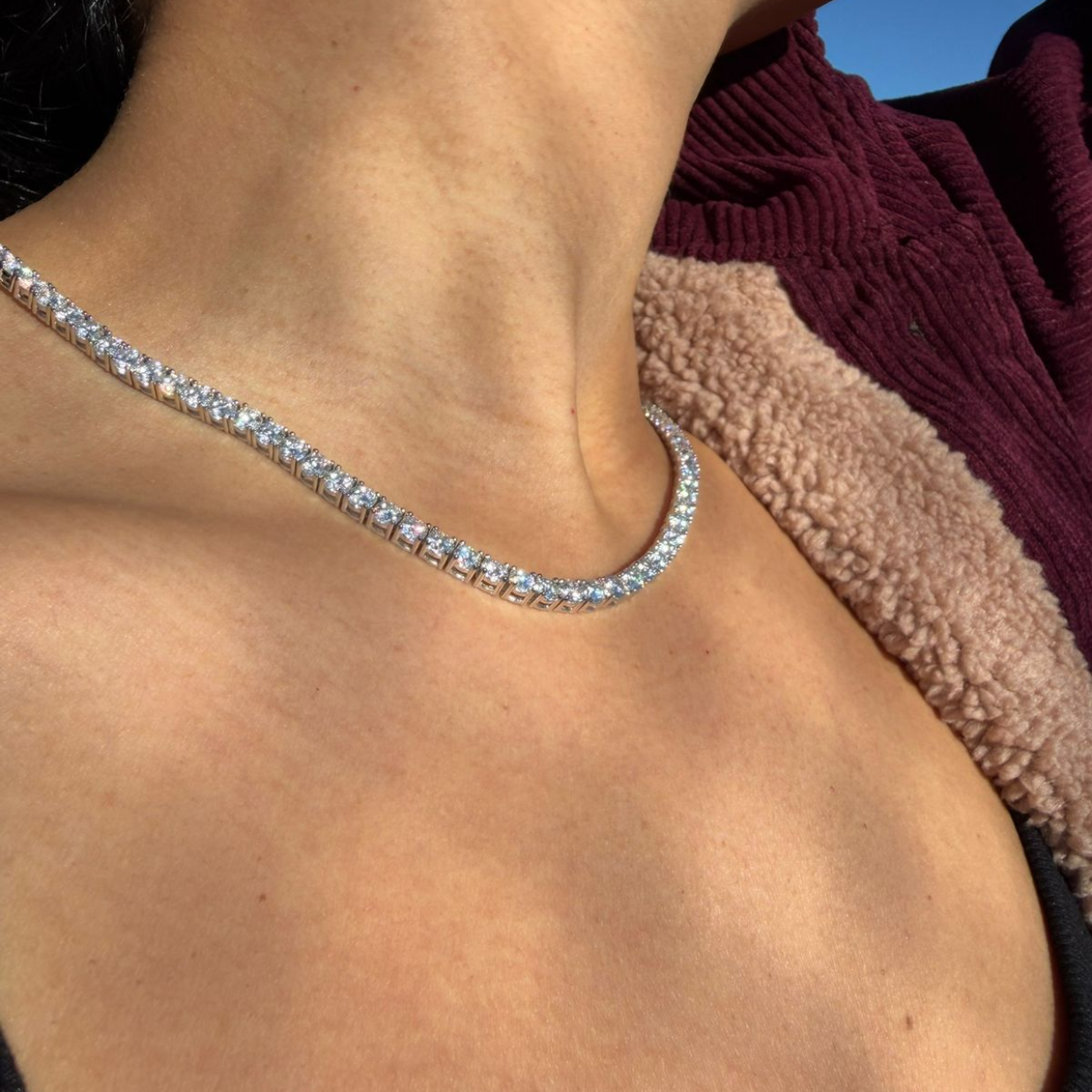 Collar Tenis 4 mm de Moissanita VVS Color D en Plata 925 con Certificado GRA