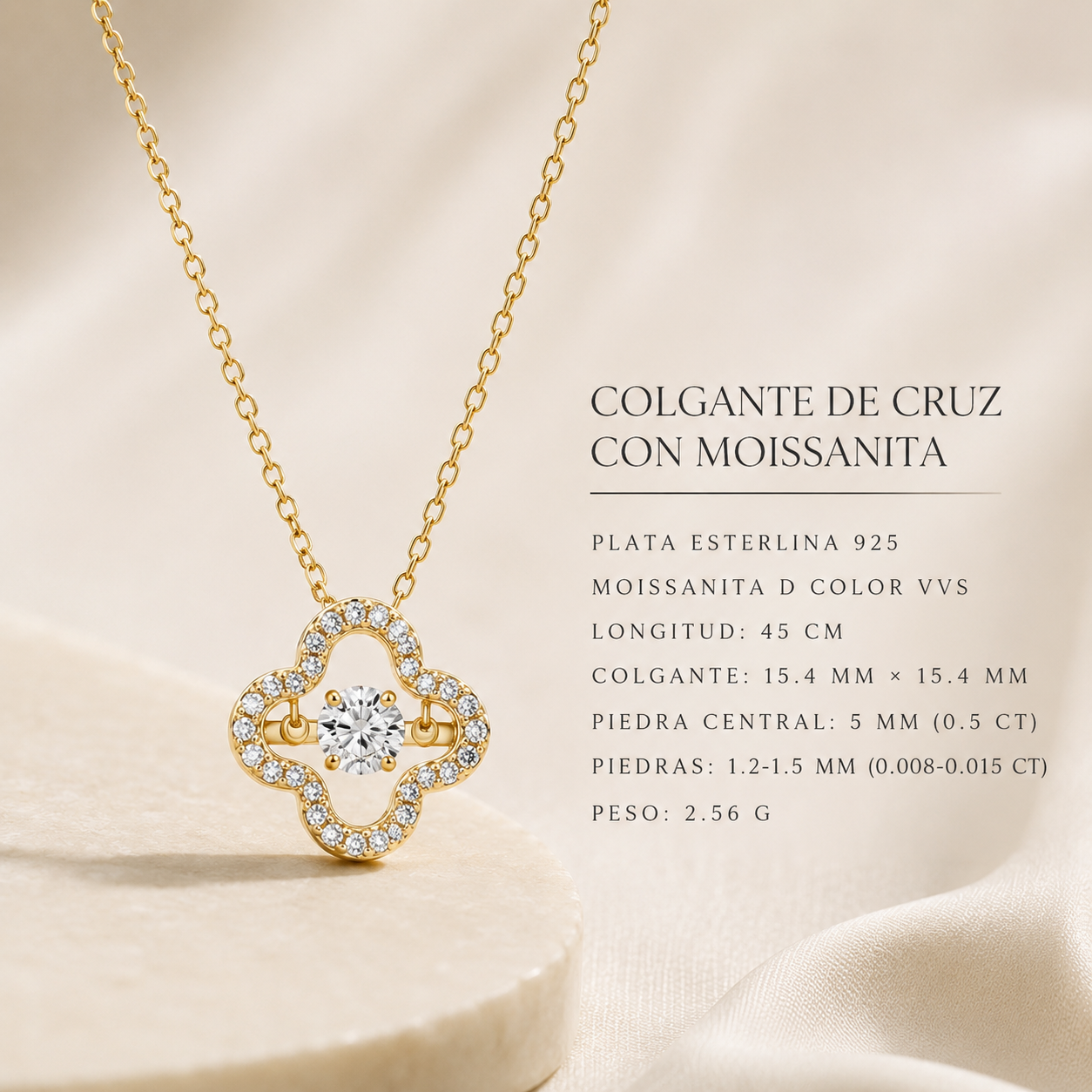 Collar Piedra Danzante de Moissanita en Plata 925