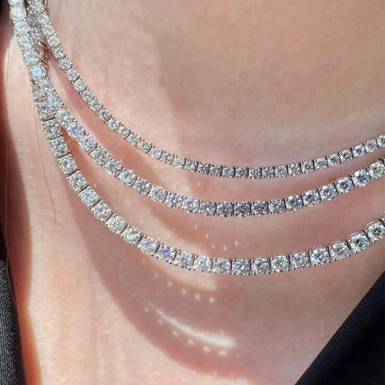 Collar Tenis 3 mm de Moissanita VVS Color D en Plata 925 con Certificado GRA