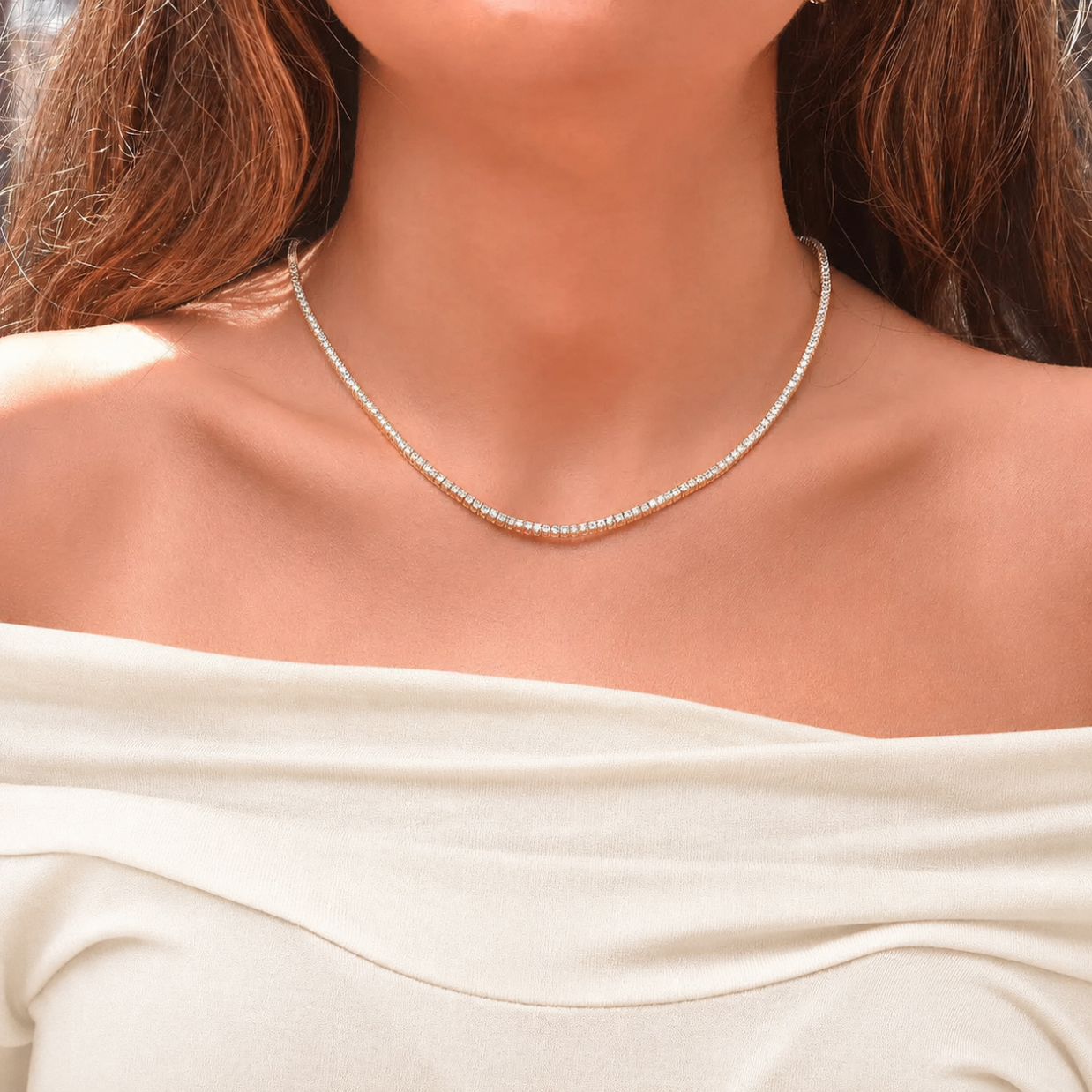 Collar Tenis 2 mm de Moissanita VVS Color D en Plata 925 con Certificado GRA
