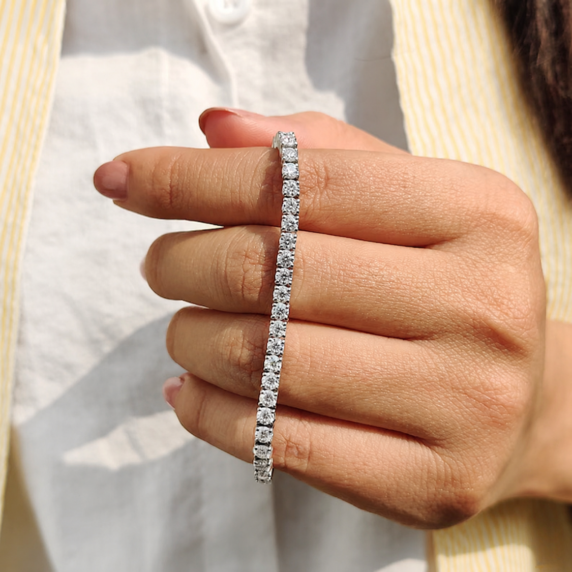 Pulsera Tenis 3 mm de Moissanita en Plata 925 con Certificado GRA