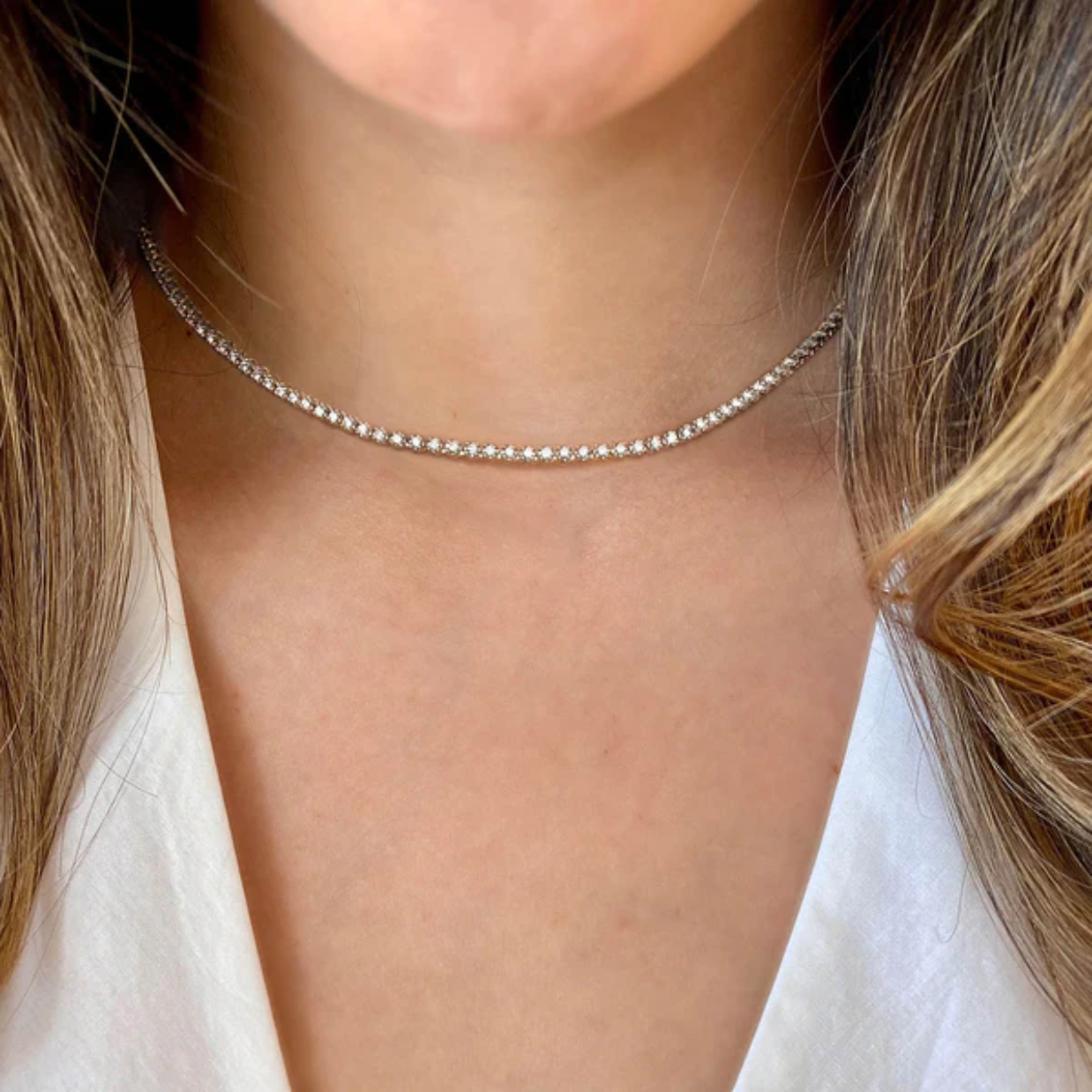Collar Tenis 2 mm de Moissanita VVS Color D en Plata 925 con Certificado GRA