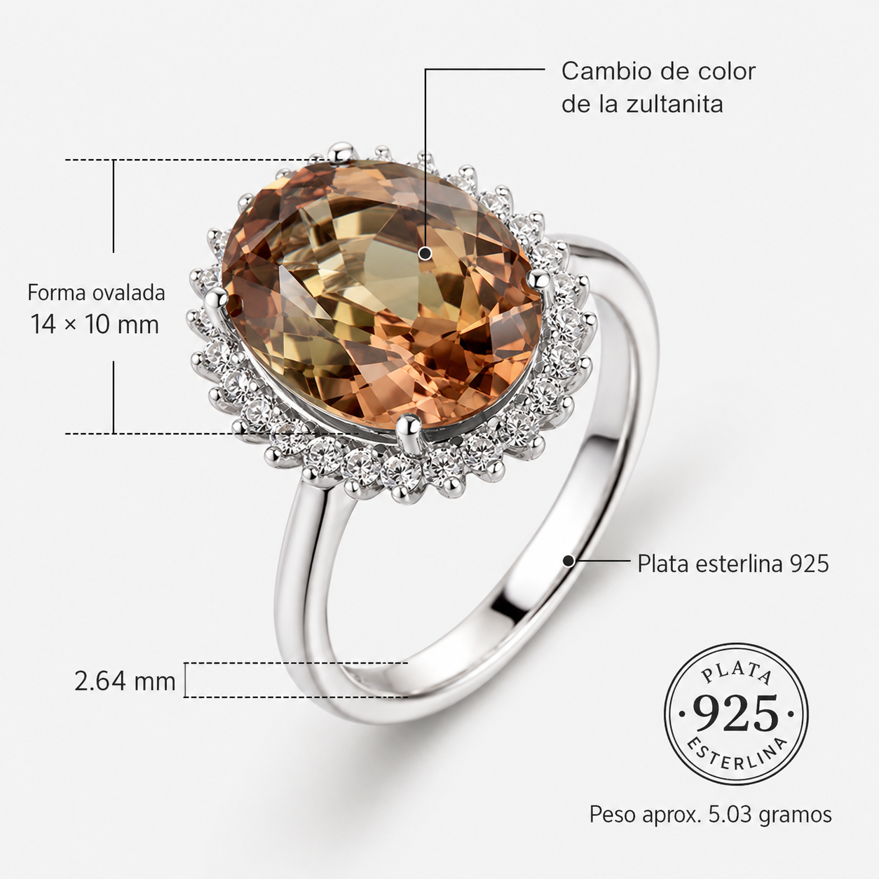 Anillo Aura Sultana Oval de Plata 925 con Zultanita