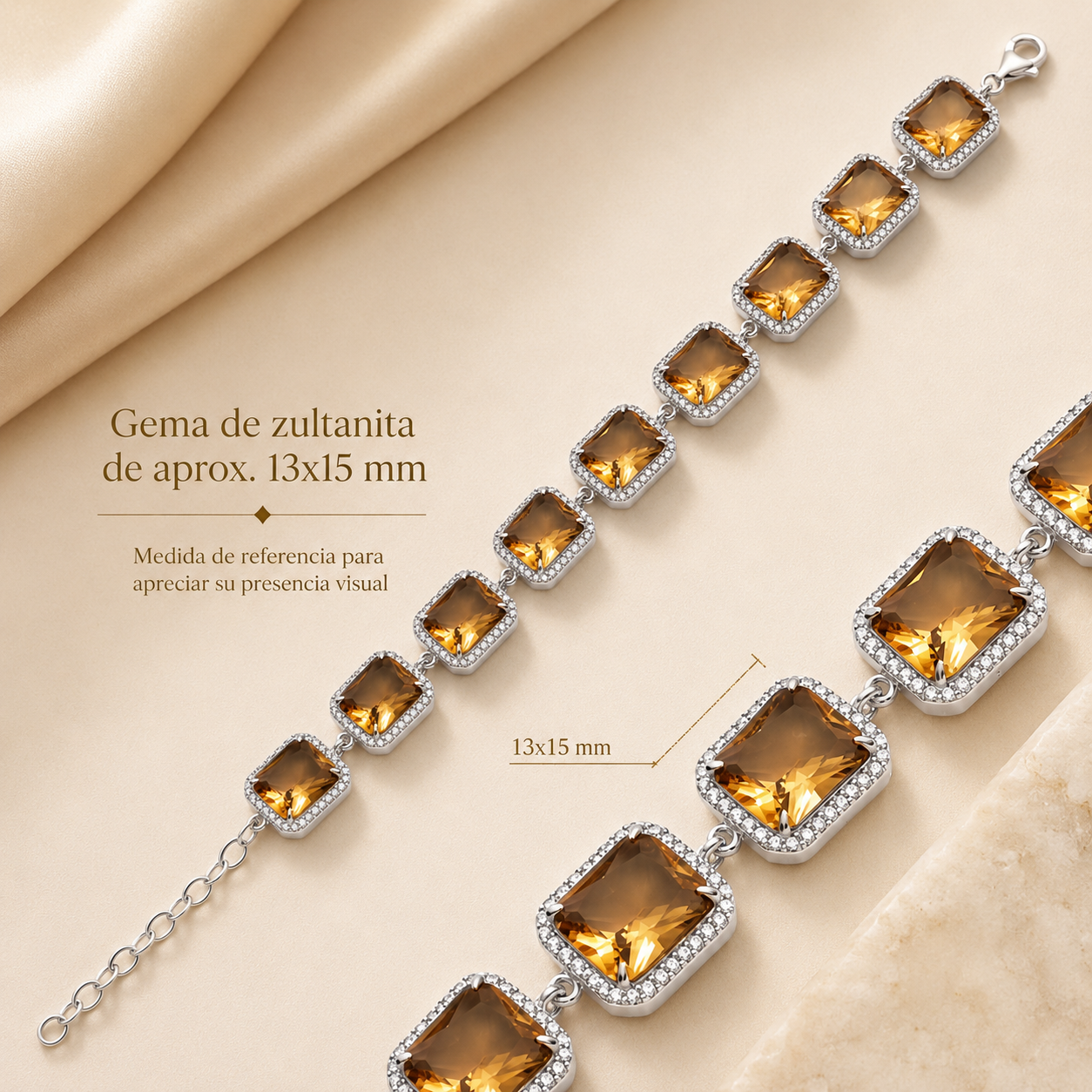 Pulsera Trono de Sultana de Plata 925 con Zultanita Rectangular