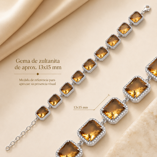 Pulsera Trono de Sultana de Plata 925 con Zultanita Rectangular