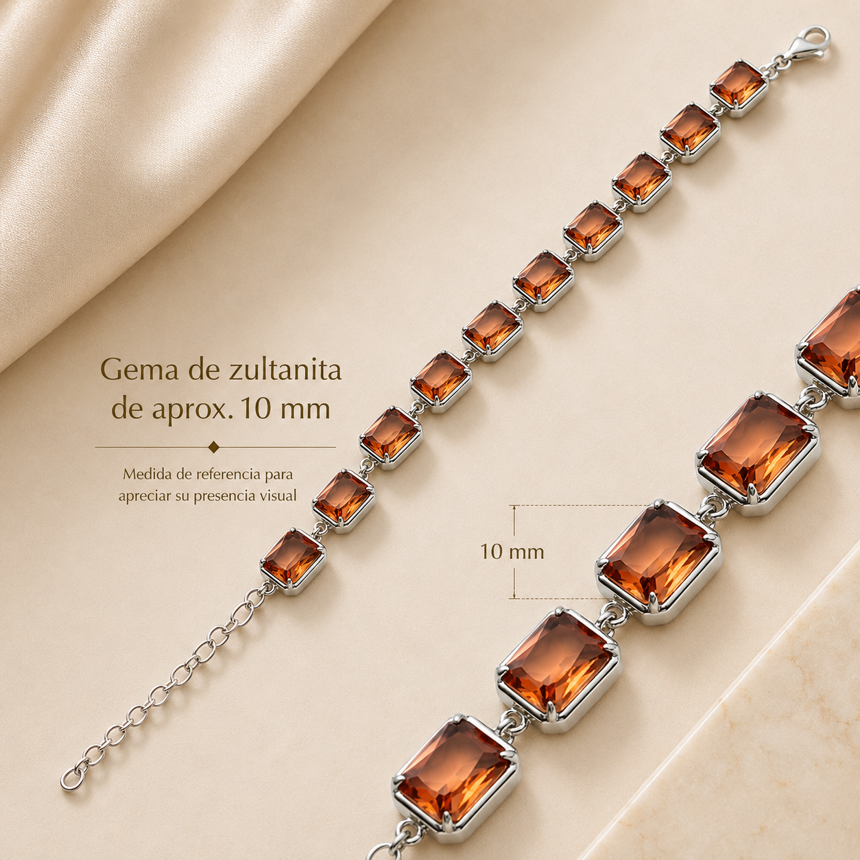 Pulsera Palacio de Sultana de Plata 925 con Zultanita Rectangular