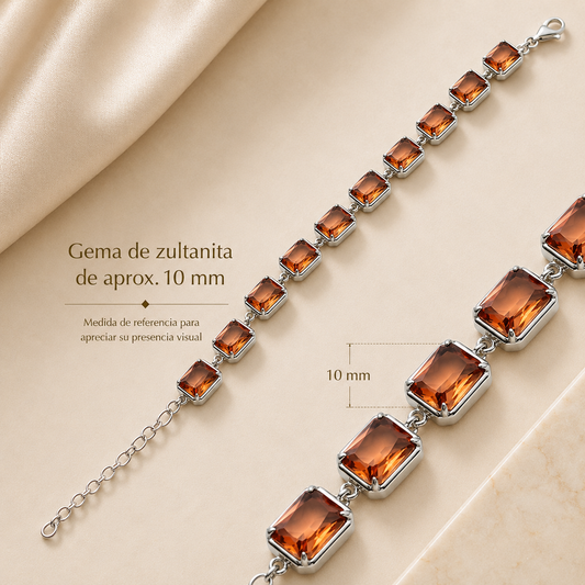 Pulsera Palacio de Sultana de Plata 925 con Zultanita Rectangular