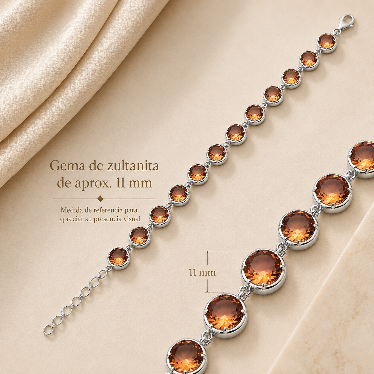 Pulsera Eclipse de Sultana de Plata 925 con Zultanita Redonda