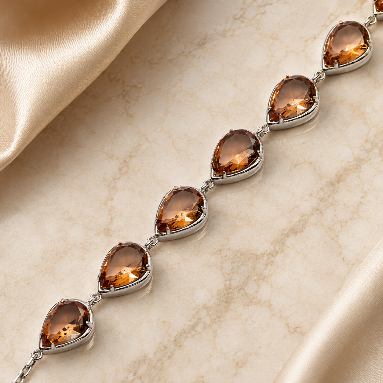 Pulsera Lágrimas de Sultana de Plata 925 con Zultanita en Forma de Gota