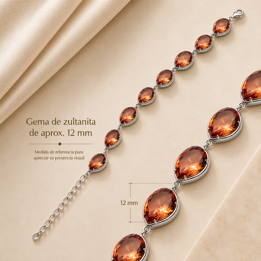 Pulsera Lágrimas de Sultana de Plata 925 con Zultanita en Forma de Gota