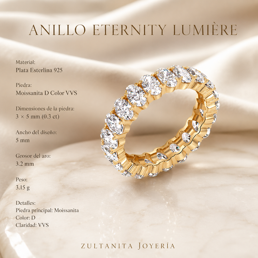 Anillo Eternity Ovl de Moissanita en Plata 925