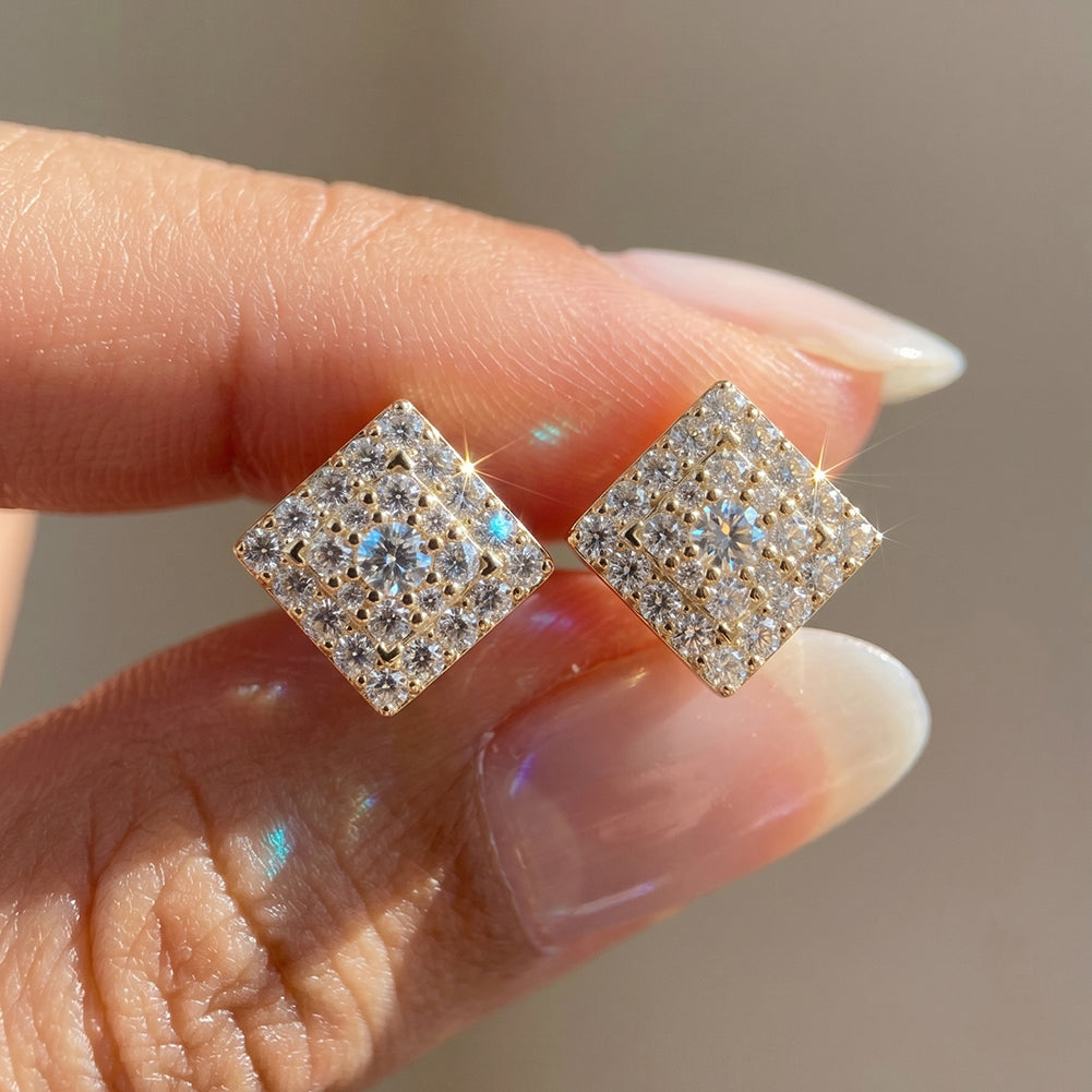 Aretes Cuadro Imperial con Moissanita en Plata Esterlina 925