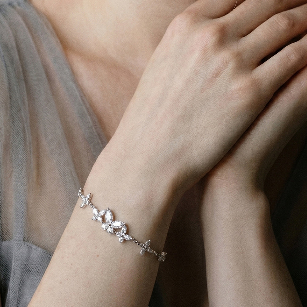 Pulsera Floral de Moissanita en Plata 925