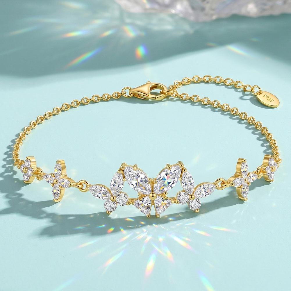 Pulsera Floral de Moissanita en Plata 925