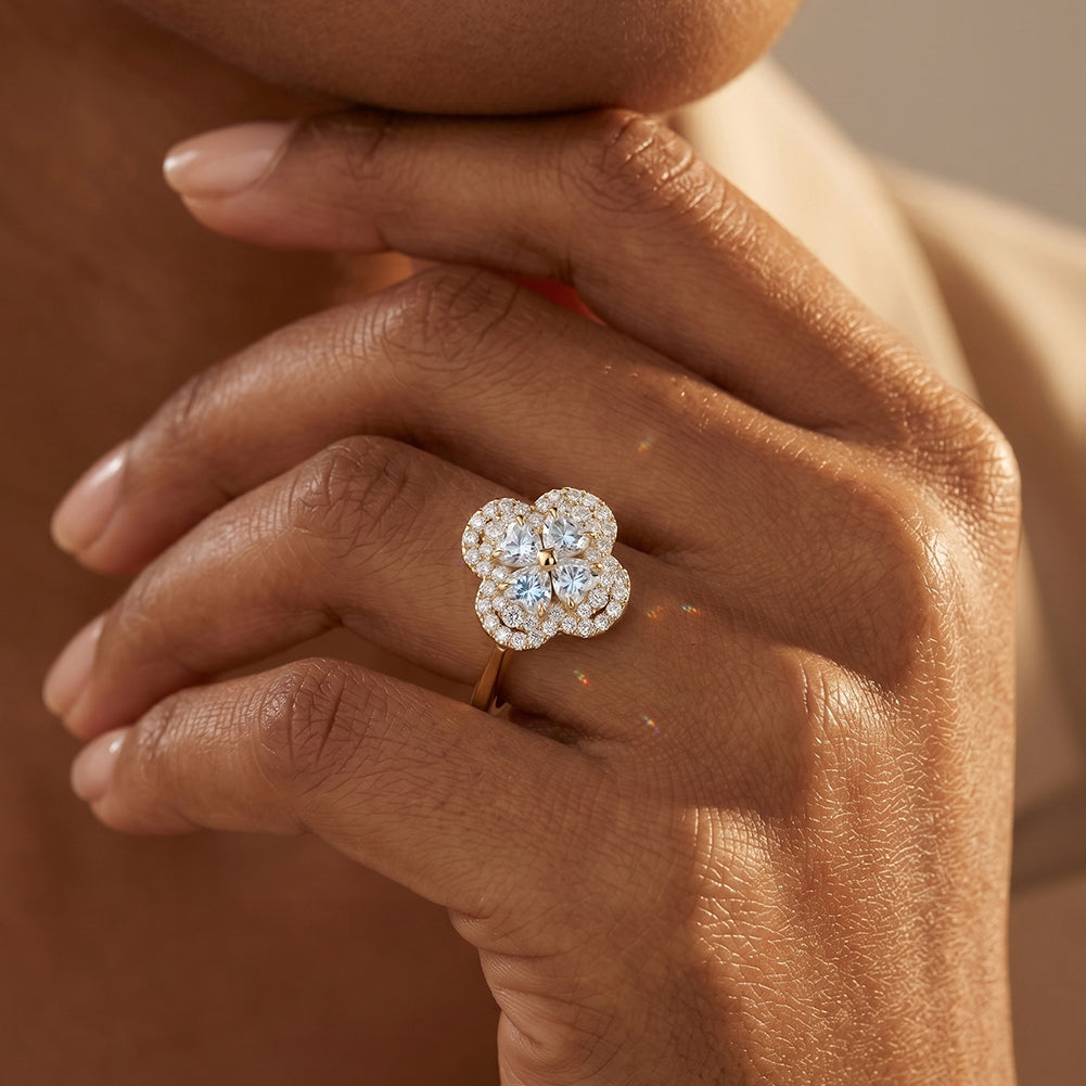 Anillo Trébol de Moissanita en Plata 925