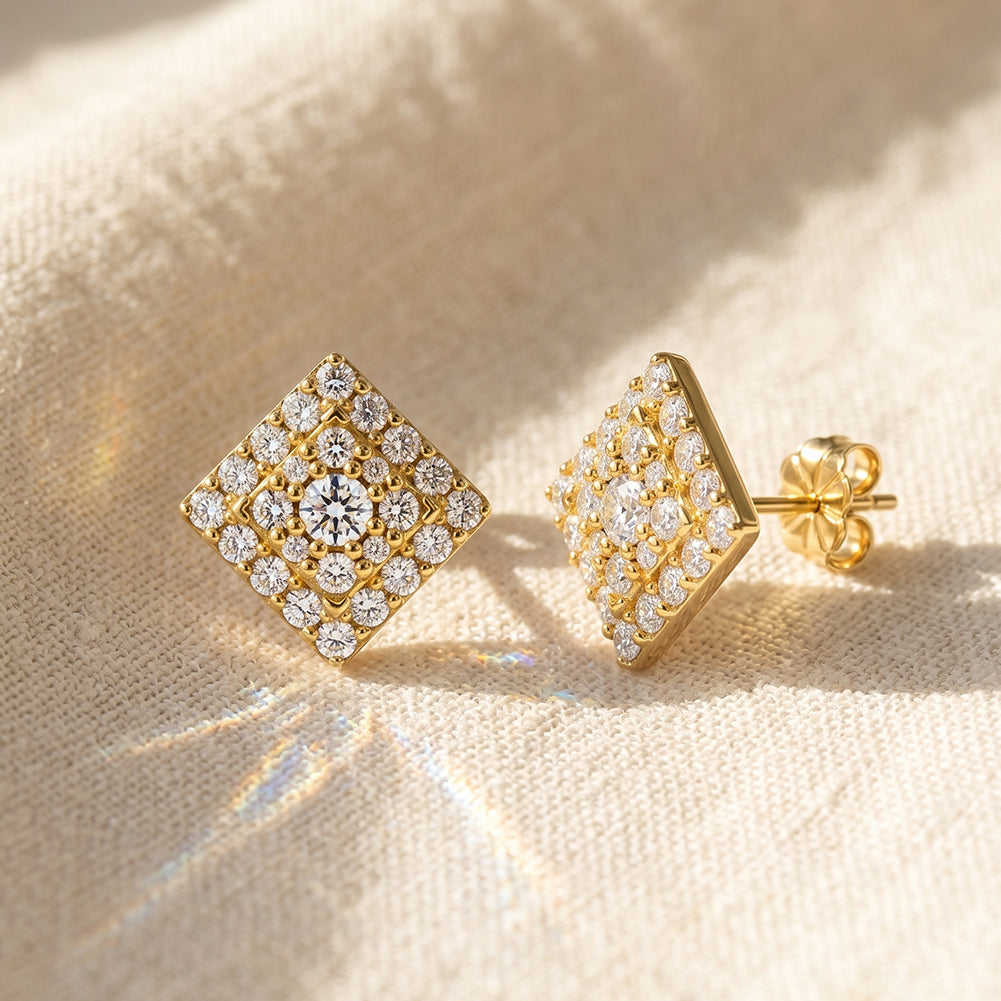 Aretes Cuadro Imperial con Moissanita en Plata Esterlina 925