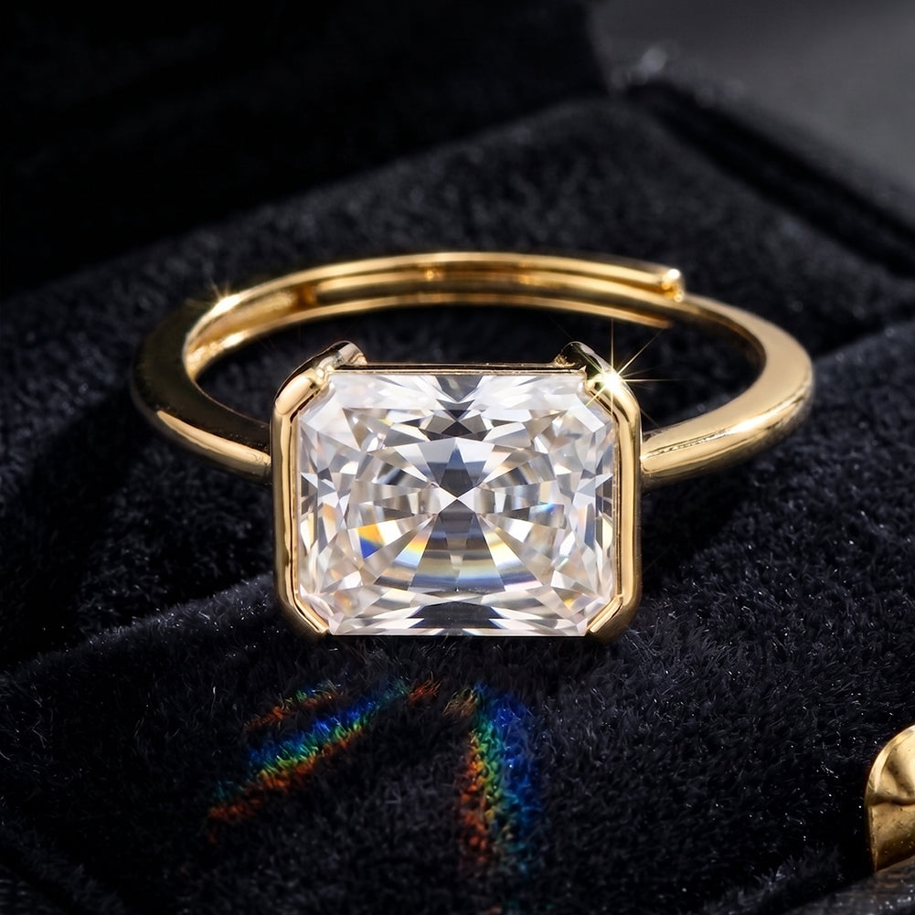 Anillo Rectangular de Moissanita en Plata 925