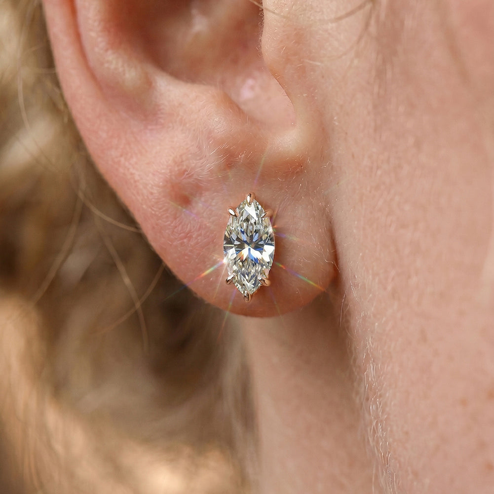 Pendientes Marquesita de Moissanita Color D VVS en Plata Esterlina 925