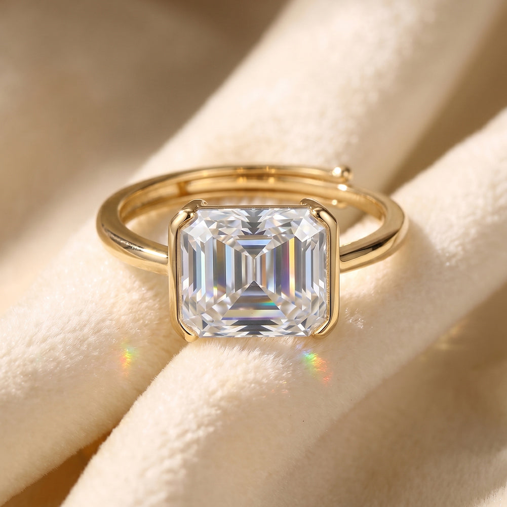 Anillo Rectangular de Moissanita en Plata 925