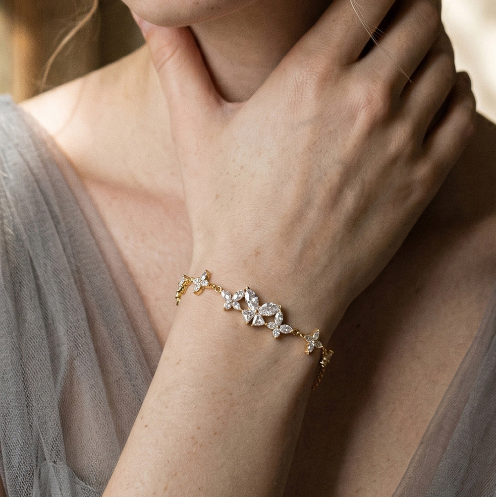Pulsera Floral de Moissanita en Plata 925