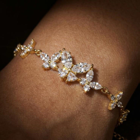 Pulsera Floral de Moissanita en Plata 925