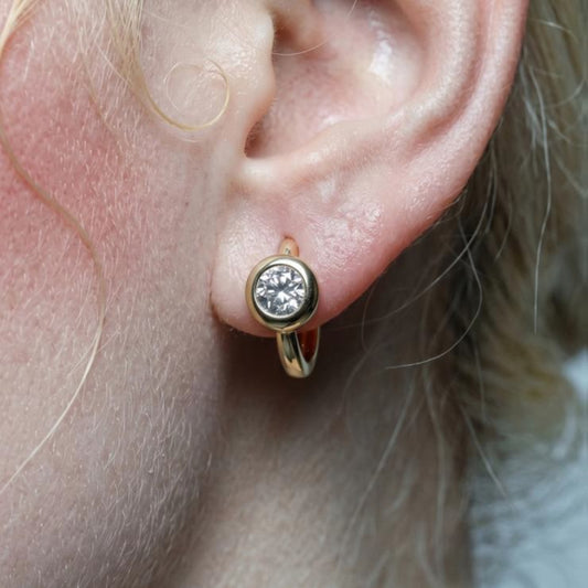 Aretes Redondos de Moissanita en Plata 925