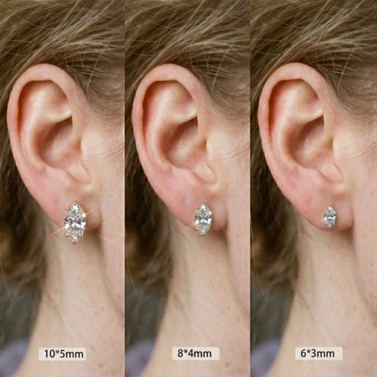 Pendientes Marquesita de Moissanita Color D VVS en Plata Esterlina 925